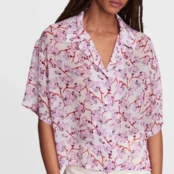 RAG & BONE VISCOSE BUTTON DOWN BLOUSE - Picture 2 of 8